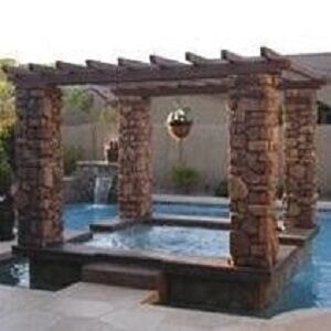 Swimming pool with water features