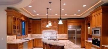 Light fixture layering in kitchen